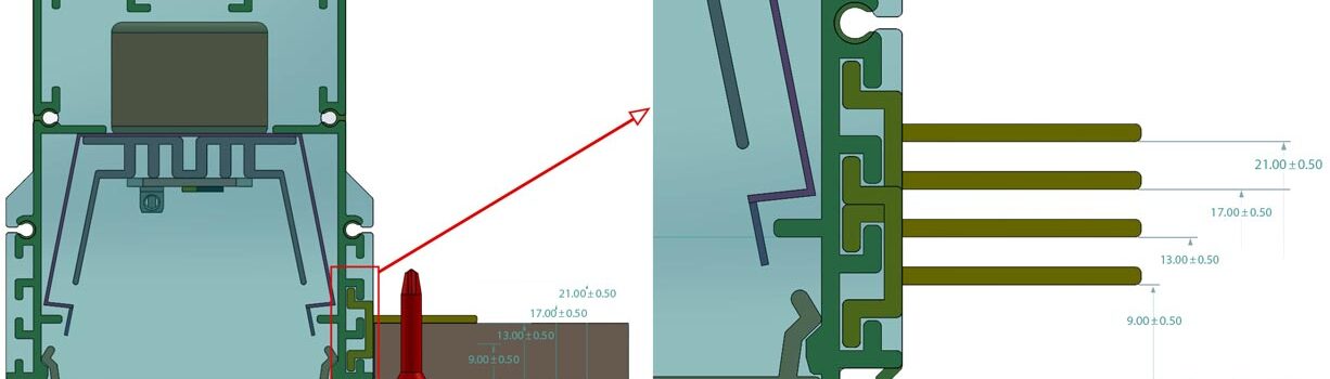 اندازه بال های تریملس ساختار چراغ خطی تریملس (بدون لبه) اکووات